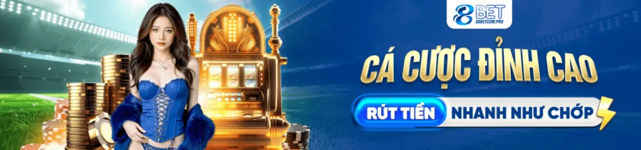 Hình ảnh chủ đạo game Nổ Hũ 8bet với biểu tượng jackpot và tiền thưởng